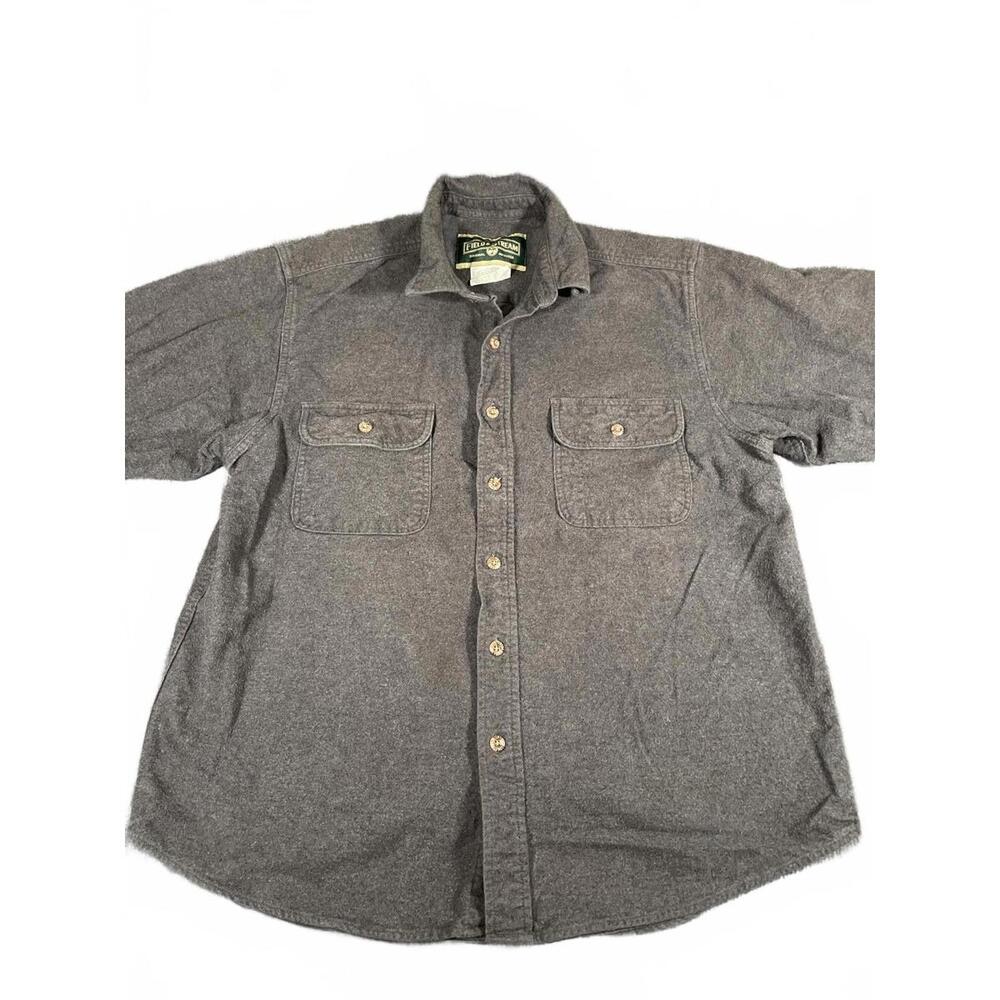 Field & Stream Heavyweight Gray Flannel Button Down Men's Large Shirt VTG